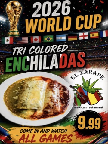 Tri colored enchiladas game day special at nine ninety nine